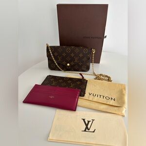 SOLD Louis Vuitton Brown Monogram Clutch with Gold Chain